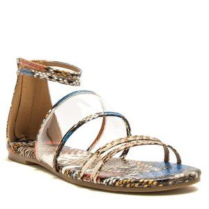 "Archie" faux Snake skin sandals- Multi